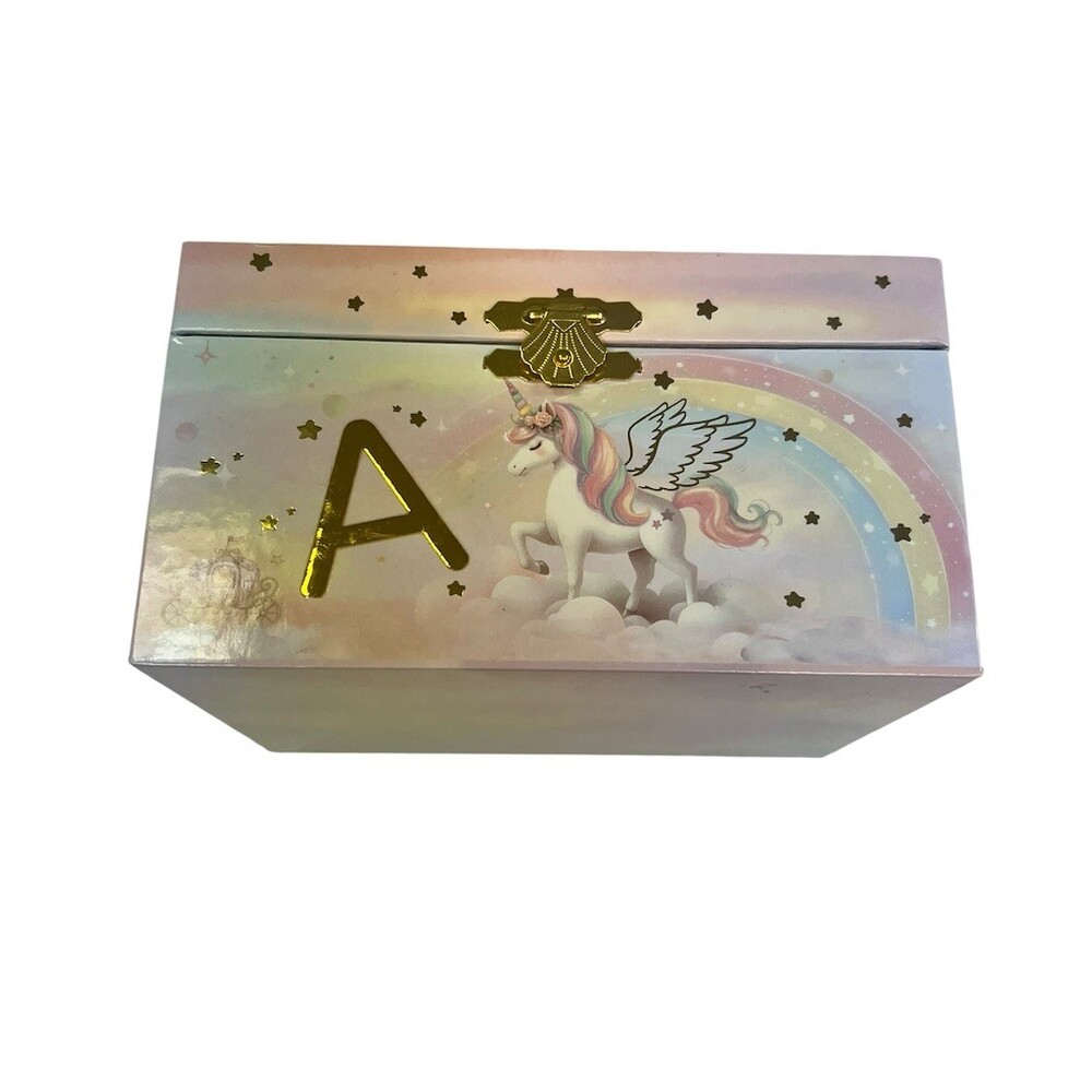 You Are Magical Letter A Unicorn Musical Jewelry Box Mirror